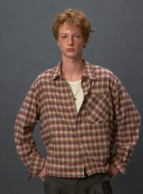 化学制品 绒感格纹衬衫  S1_BLU_BWN_SHIRT