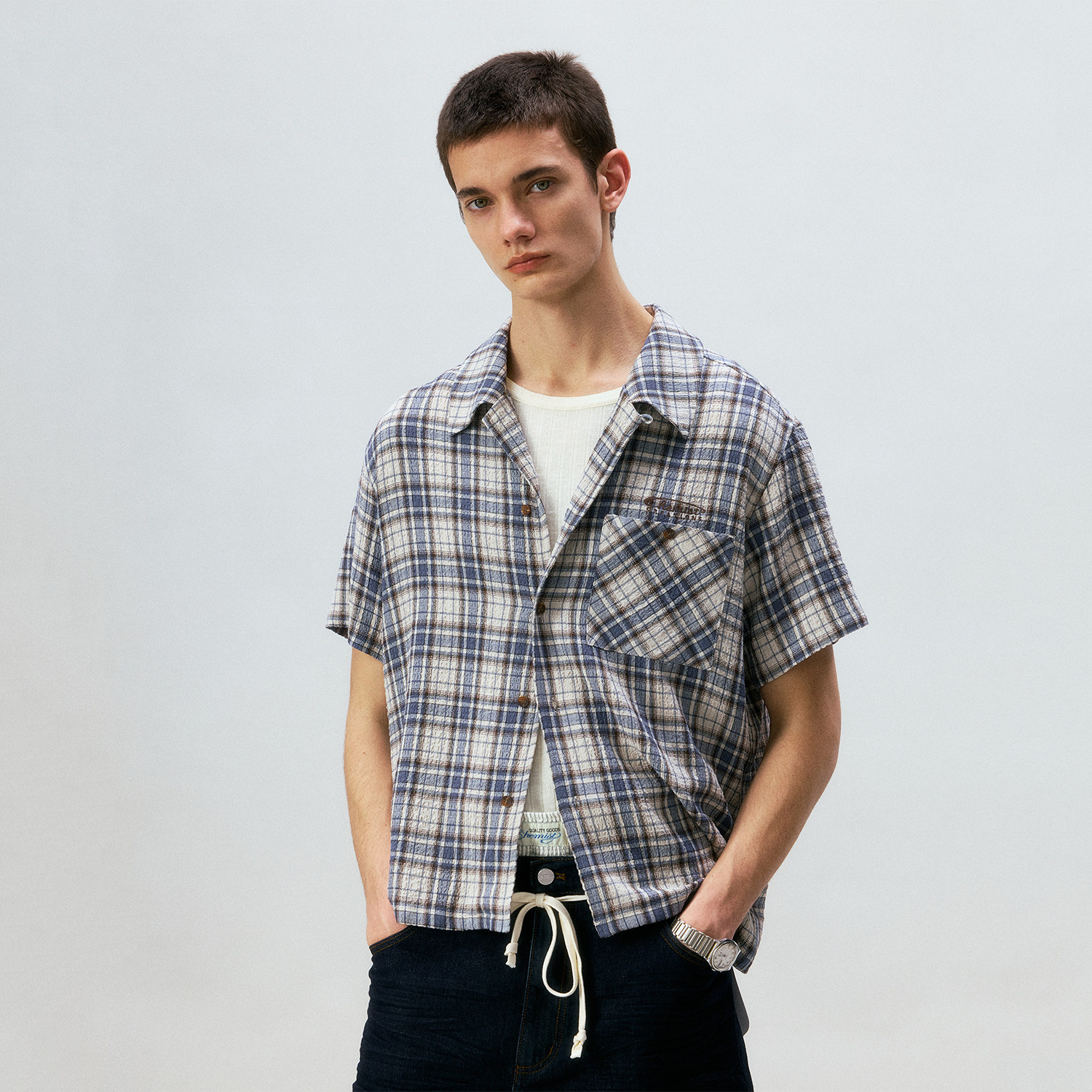 ��ѧ��Ʒ ��ߵ�Ա����ɫ���ƶ������ S2_BLU/BWN_SHIRT����ɫ SMALL  156.6Ԫ