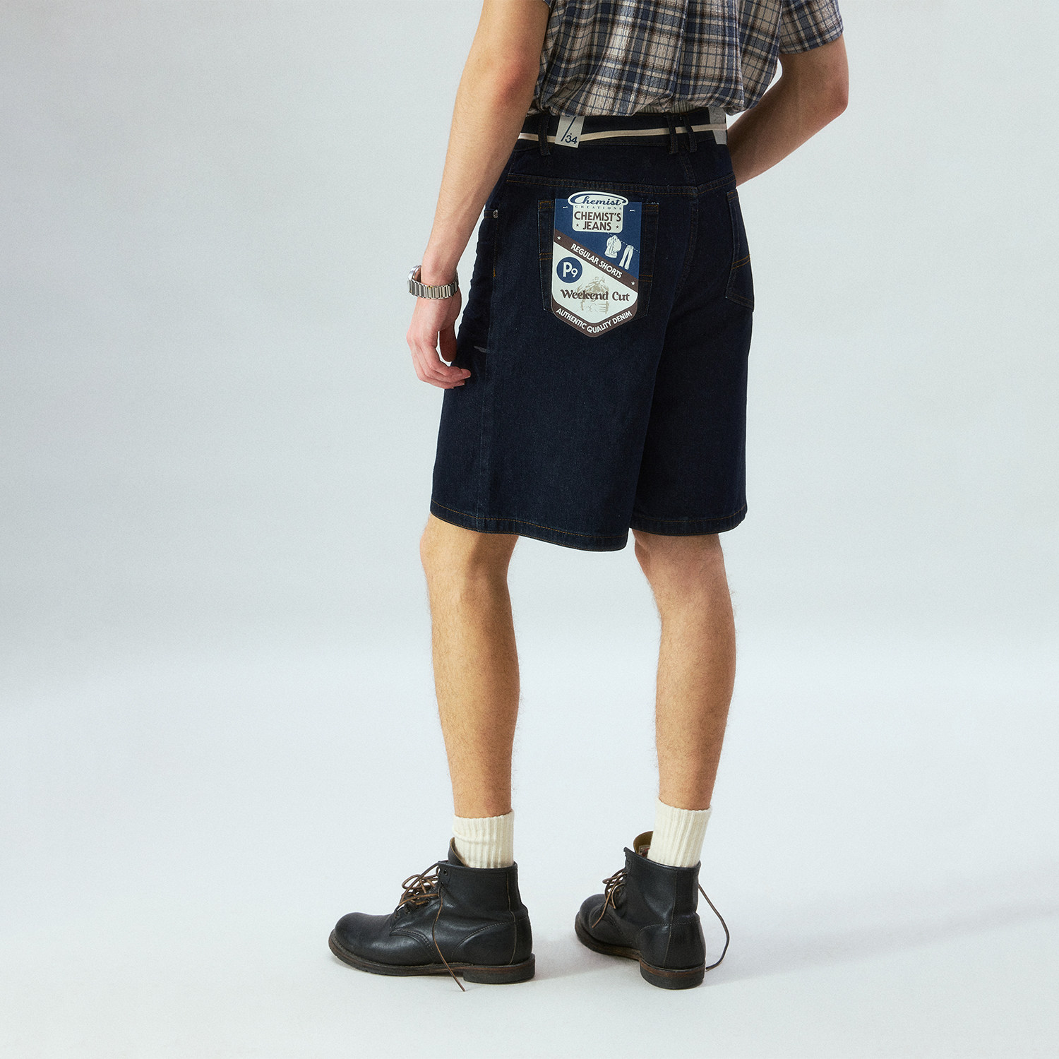 化学制品 系带牛仔短裤  P9_NVY_DENIMSHORTS
