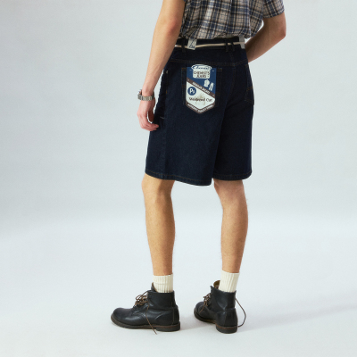 化学制品 系带牛仔短裤  P9_NVY_DENIMSHORTS