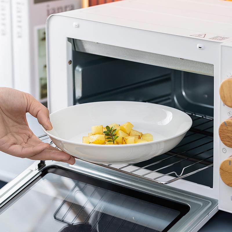 &纯白骨瓷盘子菜盘家用炒菜碟子5 6 7 8 9 10英寸陶瓷饭盘圆形深