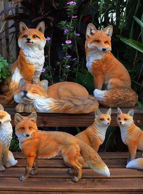 户外仿真动物雕塑狐狸摆件树脂工艺品别墅庭院花园装饰品狐狸模型