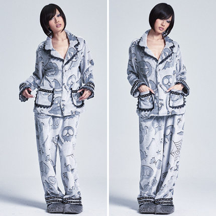 NONAME SPACE秋冬软糯亲肤双面绒小恶魔十字架花边睡衣套装