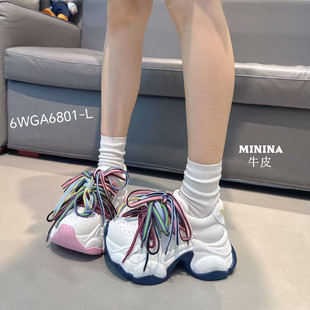 纯皮老爹鞋女6厘米增高轻便厚底显脚小个子时尚广州休闲运动鞋潮