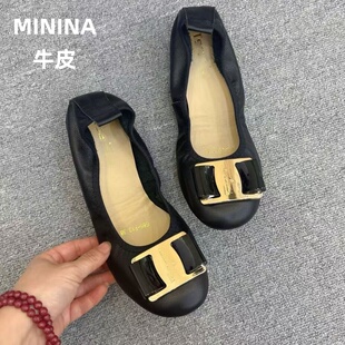 广州船鞋 女舒适软底软底折叠广州开车妈妈晚晚鞋 纯皮豆豆蛋卷瓢鞋