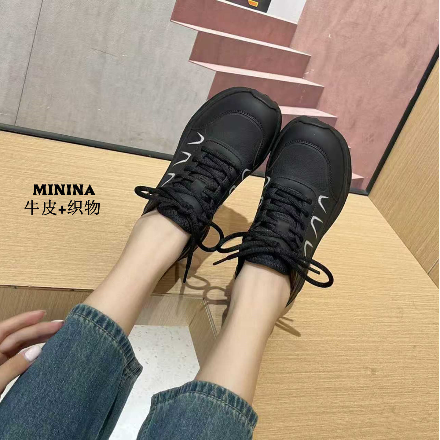 潮轻老爹鞋女纯皮显脚小舒适软底2026小众广州高端时尚休闲运动鞋,女鞋,老爹鞋,淘宝优惠券,粉丝福利购,淘宝优惠卷