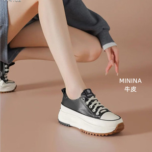 显脚小个子2025广州摇摇鞋 春潮 女轻便增高厚底时尚 纯皮休闲运动鞋