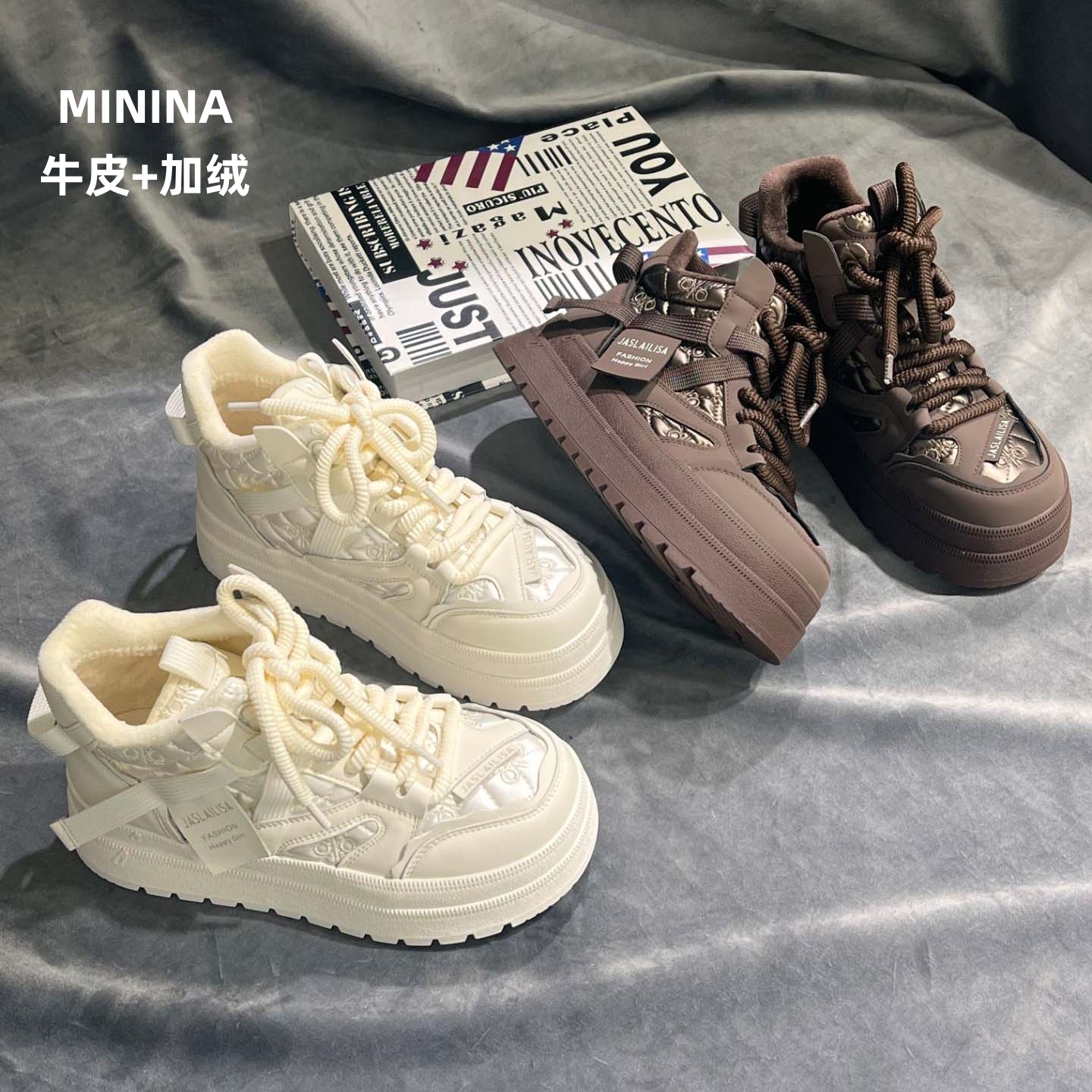 纯皮加绒休闲运动鞋轻便软底高端