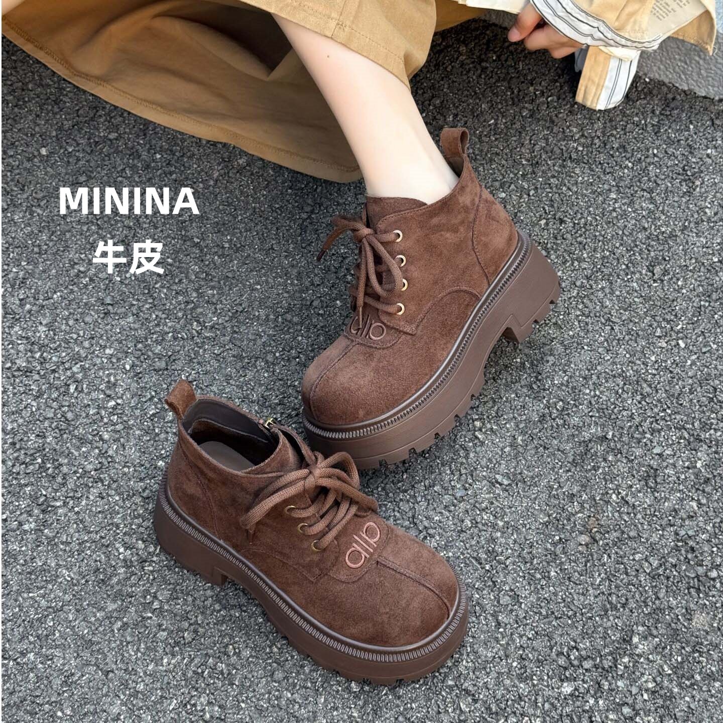 纯皮马丁靴女可爱时尚5厘米轻便厚底显脚小个子2025广州短靴单靴,女鞋,马丁靴,淘宝优惠券,粉丝福利购,淘宝优惠卷