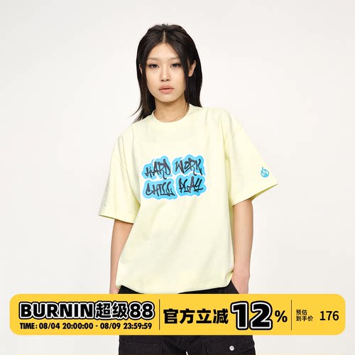 BURNIN*「WORDPLAY」CHILL涂鸦印花短袖T恤宽松休闲情侣潮牌上衣