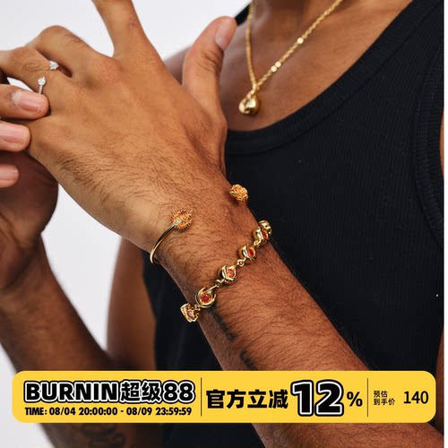 BURNIN*小火苗镶钻手镯原创设计个性百搭配饰