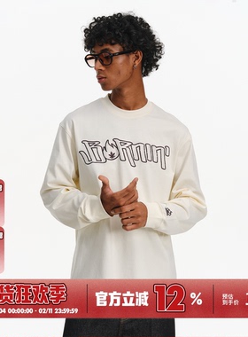 BURNIN*小火苗亮片刺绣胸口长袖T恤男女同款秋冬休闲宽松上衣百搭