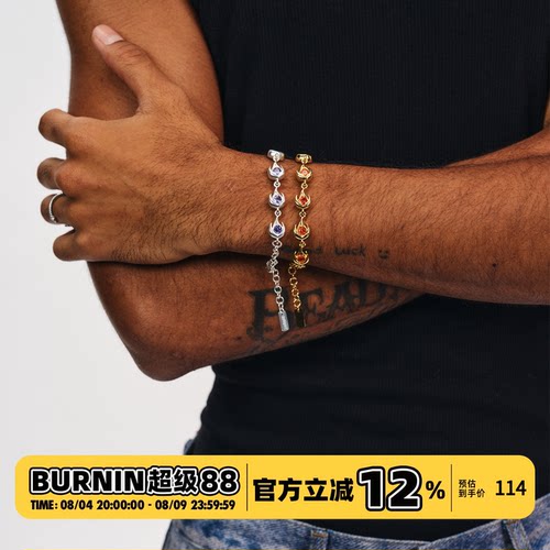 BURNIN*小火苗锆石手链配饰金属个性时尚情侣饰品嘻哈街头百搭