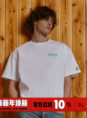 BURNIN*KEEP FIRE火焰横排短袖T恤男夏季宽松基础圆领体恤上衣潮