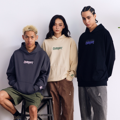 火焰横排连帽卫衣男秋季