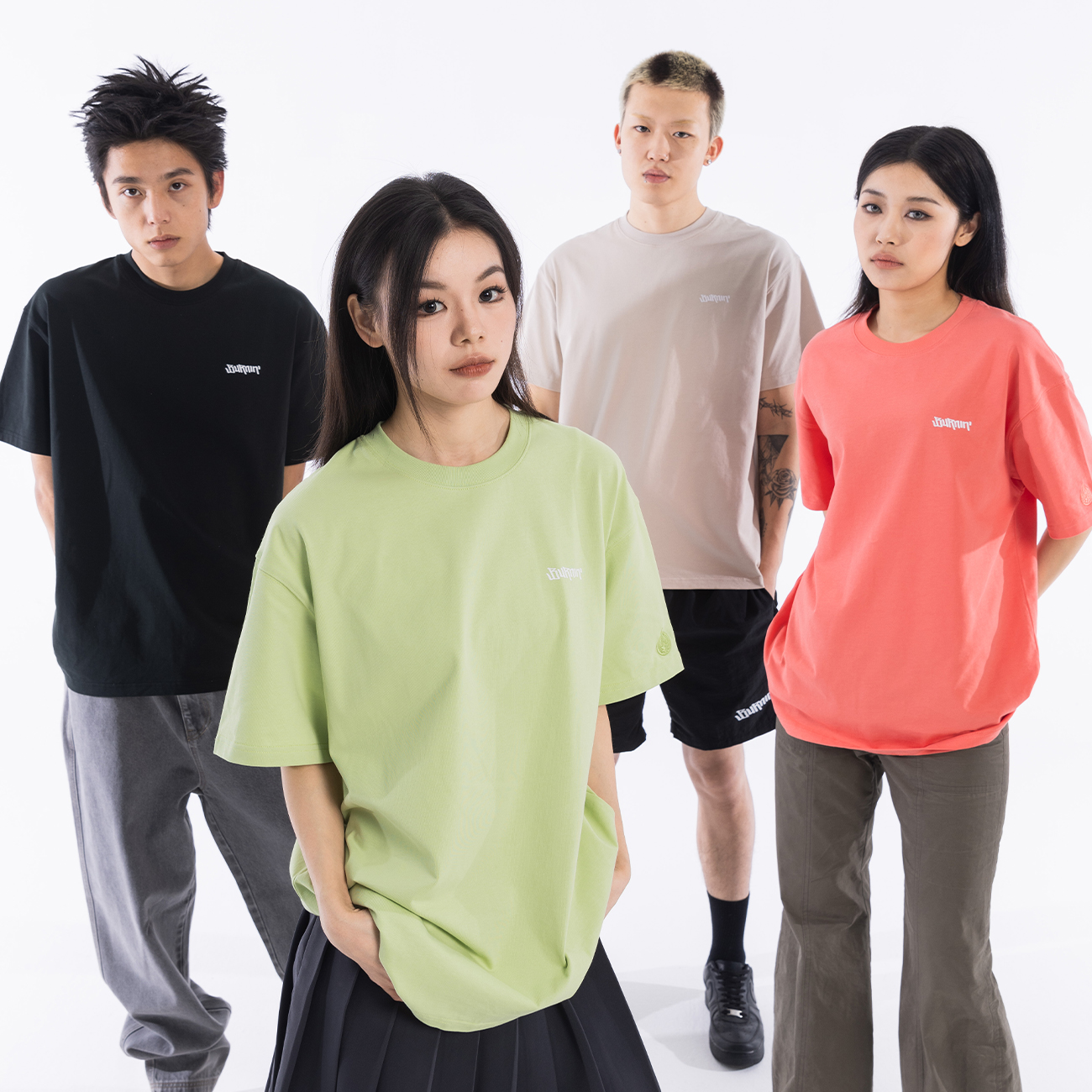 BURNIN*小火苗圆领纯色宽松基础短袖T恤男女夏季美式休闲情侣上衣