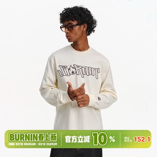 BURNIN*小火苗亮片刺绣胸口长袖T恤男女同款秋冬休闲宽松上衣百搭