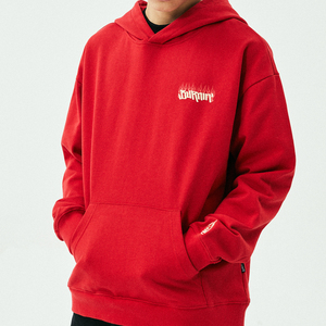 BURNIN* 火焰横排LOGO帽衫秋冬ins潮牌美式外套纯色宽松情侣卫衣