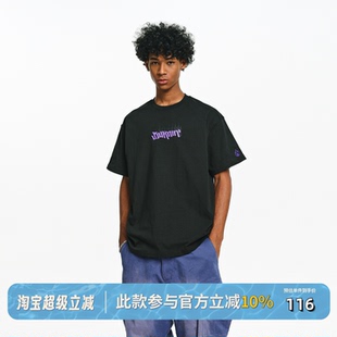 BURNIN 休闲宽松情侣上衣百搭潮 火焰横排LOGO短袖 T恤男夏基础美式