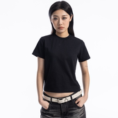 BURNIN 纯色普款 短袖 PINK T恤宽松短款 女洋气卡腰上衣