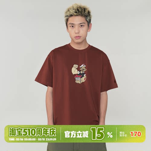 BURNIN*「卡通回忆」大力辣椒短袖T恤卡通夏季宽松纯棉休闲潮牌