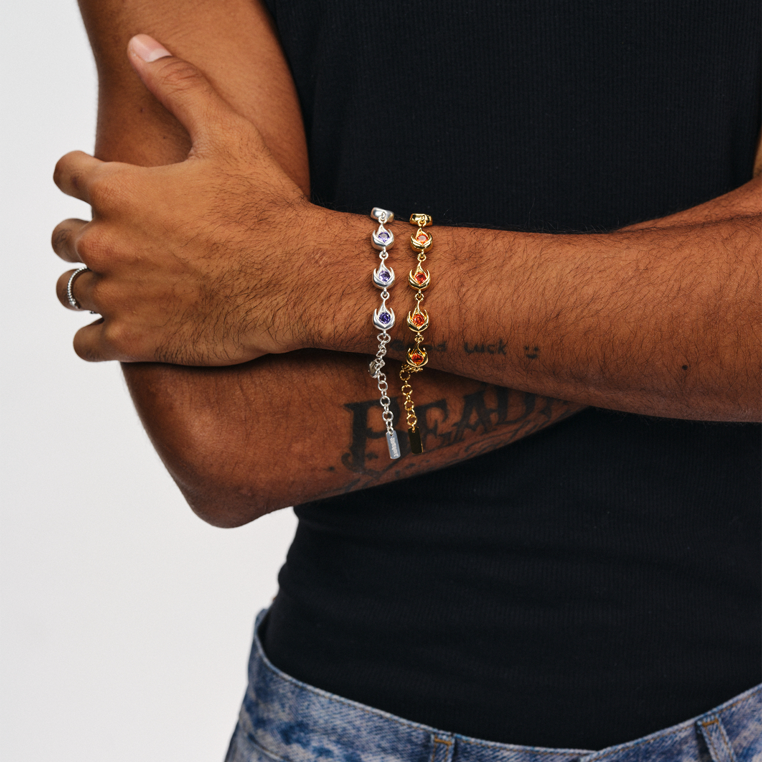 BURNIN*小火苗锆石手链配饰金属个性时尚情侣饰品嘻哈街头百搭