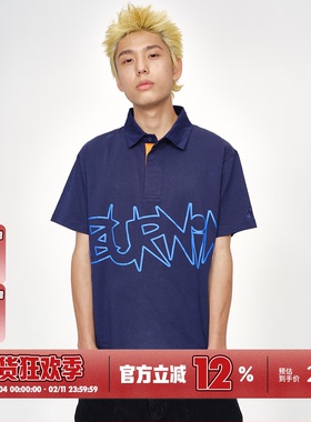 BURNIN*「WORDPLAY」街头涂鸦短袖POLO衫发泡印花宽松国潮牌上衣