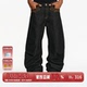 男秋冬休闲宽松直筒长裤 BURNIN 火苗异形口袋弯刀牛仔裤 子百搭潮