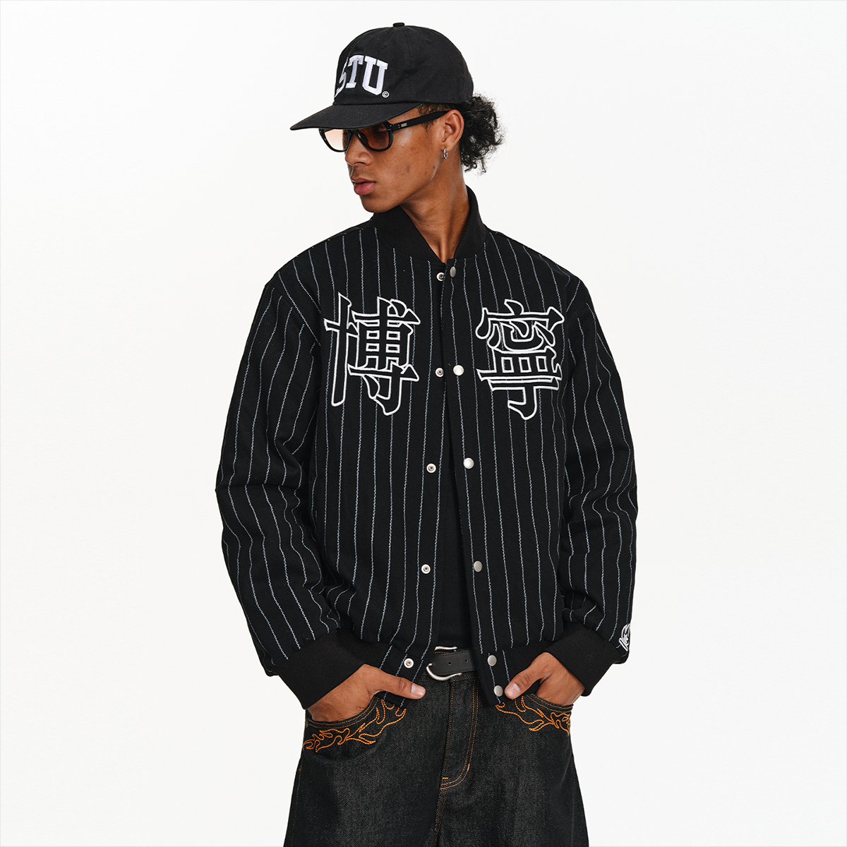 BURNIN*燃烧男孩刺绣棒球夹克男秋冬条纹简约休闲宽松外套上衣潮,男装,夹克,淘宝优惠券,粉丝福利购,淘宝优惠卷