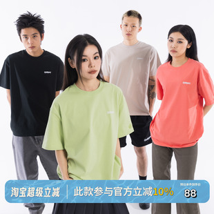 休闲情侣上衣 BURNIN 小火苗圆领纯色宽松基础短袖 T恤男女夏季 美式
