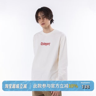 基础休闲宽松情侣同款 BURNIN 新款 火焰横排LOGO长袖 上衣 T恤男秋季