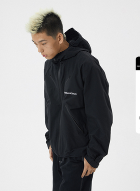 BURNIN *火山冲锋衣外套男潮牌秋季美式休闲黑色宽松夹克