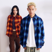 BURNIN 「97’series」毛边破坏格纹刺绣衬衫 男女情侣宽松外套秋