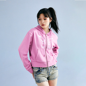 外套女秋宽松百搭休闲帽衫 PINK 拉链帽衫 开衫 BURNIN 破茧蝴蝶