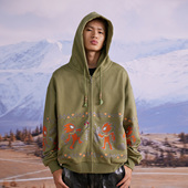 BURNIN 「东部牛仔」弗莱德壁画涂鸦拉链帽衫 男复古休闲连帽卫衣