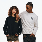 宽松休闲圆领上衣百搭打底衫 BURNIN T恤男女同款 长袖 小火苗基础款