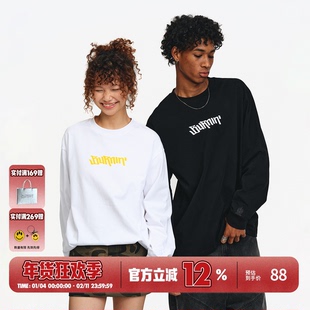 BURNIN*小火苗长袖T恤男女纯棉宽松情侣百搭上衣体恤美式打底衫潮