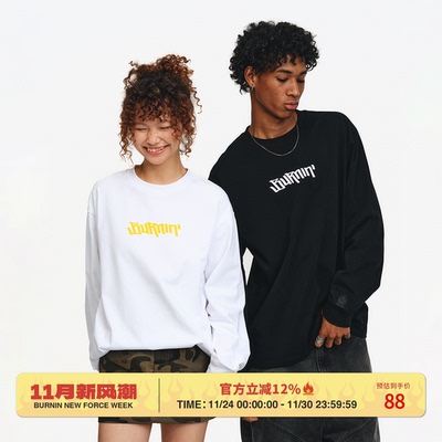 纯棉宽松圆领TEE情侣长袖