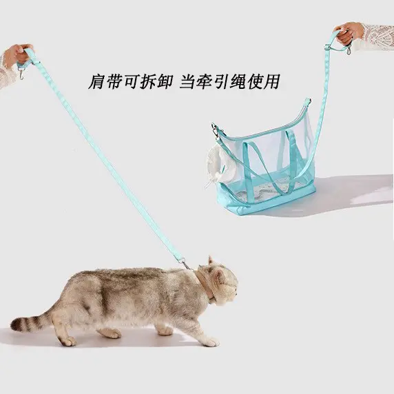 透气猫包网格宠物包超轻手提米色