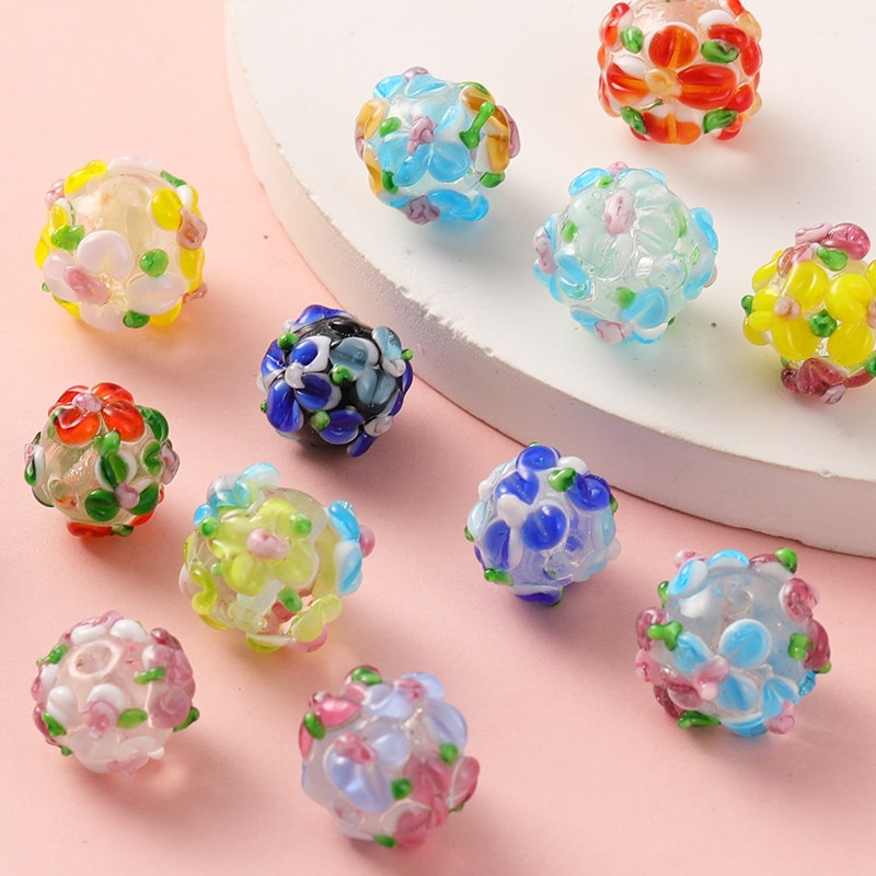绣球花簇繁花玻璃琉璃珠子diy手工饰品自制耳环手串项链串珠材料