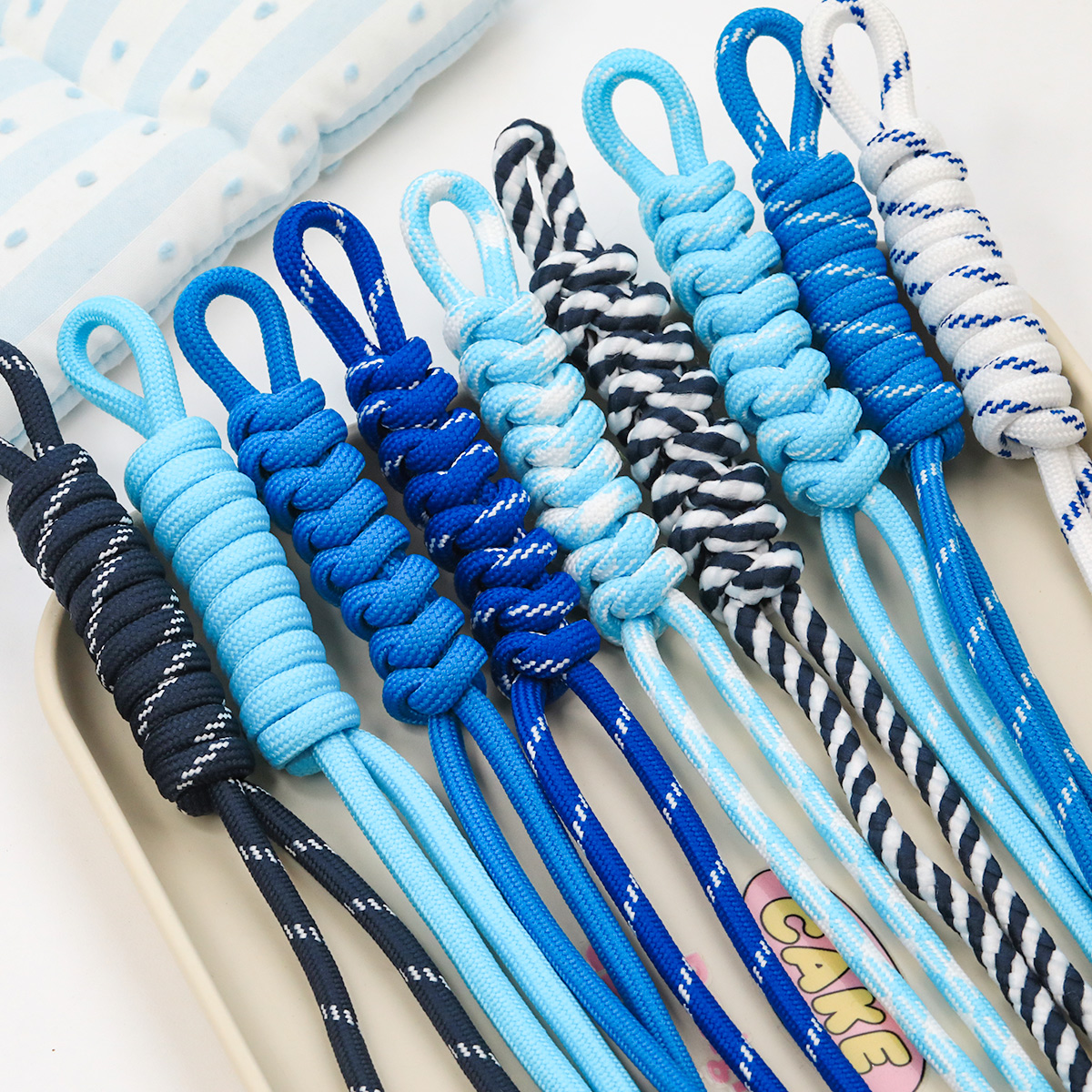 蓝色系伞绳半成品罗马结包挂编织绳手工DIY串珠挂件饰品配件材料