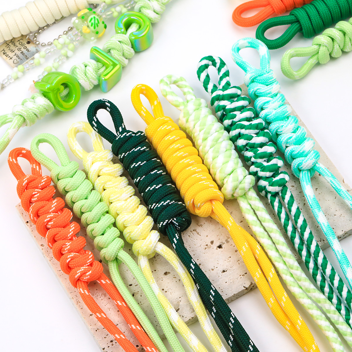 绿黄系伞绳半成品罗马结包挂编织绳手工DIY串珠挂件饰品配件材料