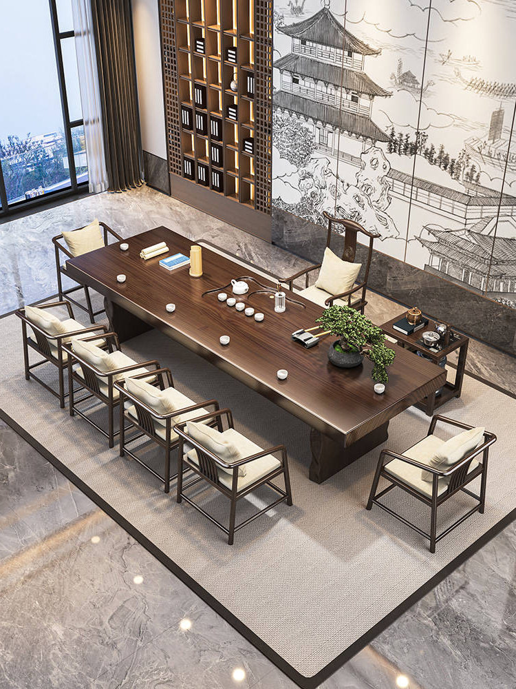 2025年高端新款原木茶台茶桌办公室中式禅意功夫实木喝茶桌椅组合