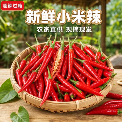 正宗广西小米辣椒新鲜朝天椒现摘指天椒农家自种特辣小红辣椒批发