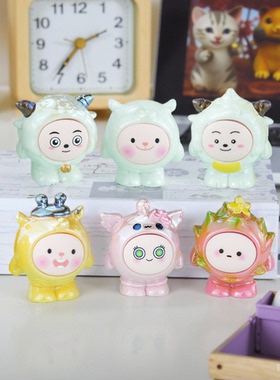 蛋仔喜洋洋派对潮玩手办公仔办公室桌面萌粒树脂摆件小摆件可爱