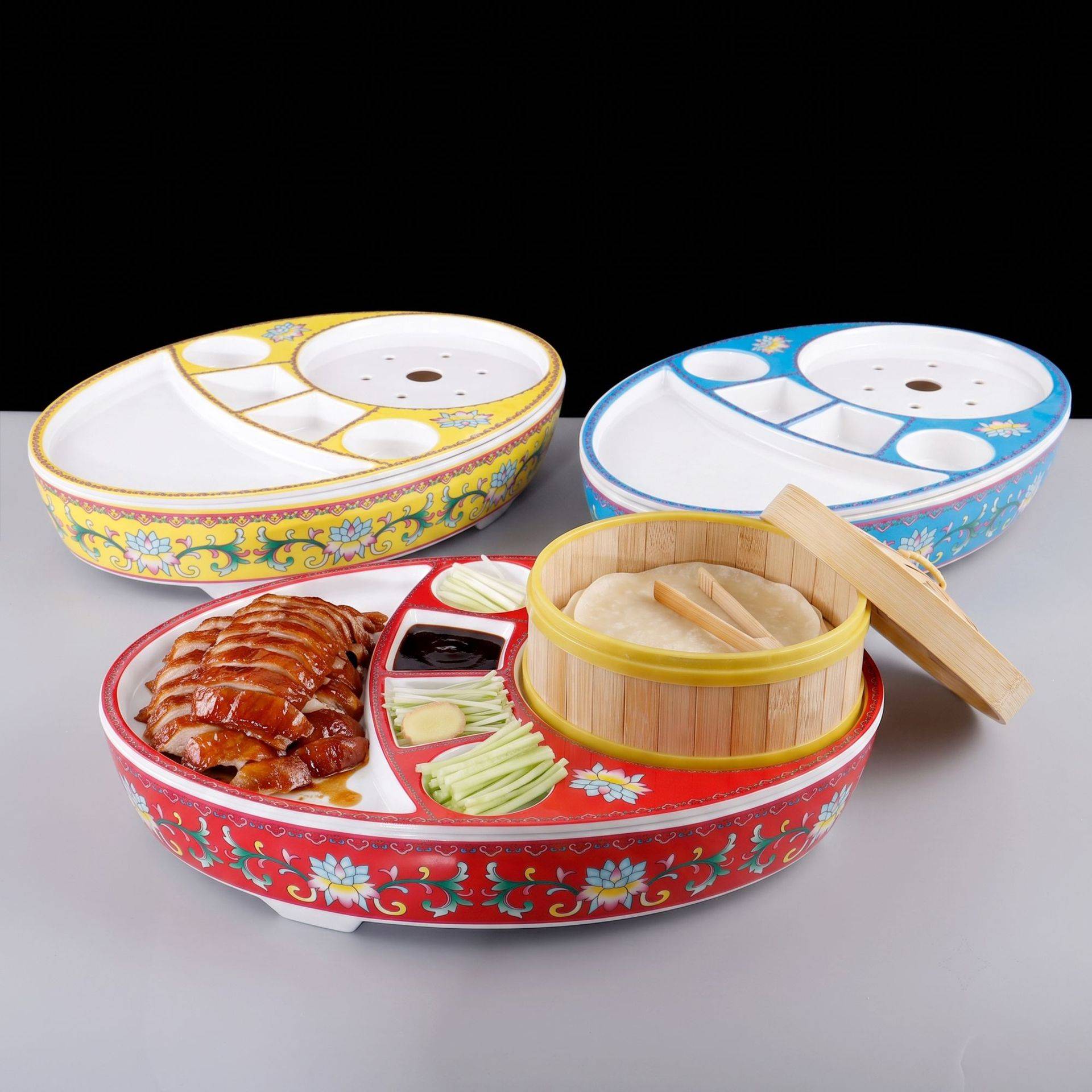 密胺餐具高级感烤鸭盘仿瓷中式