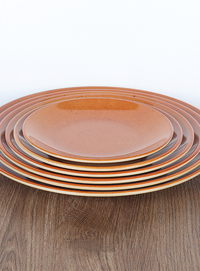 塑料商用快餐圆形盘密胺餐具配菜盘饭店专用炒面凉菜小吃盖浇饭盘