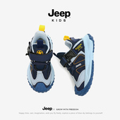男童皮面2025新款 秋季 户外防滑登山鞋 Jeep儿童运动鞋 女童透气鞋