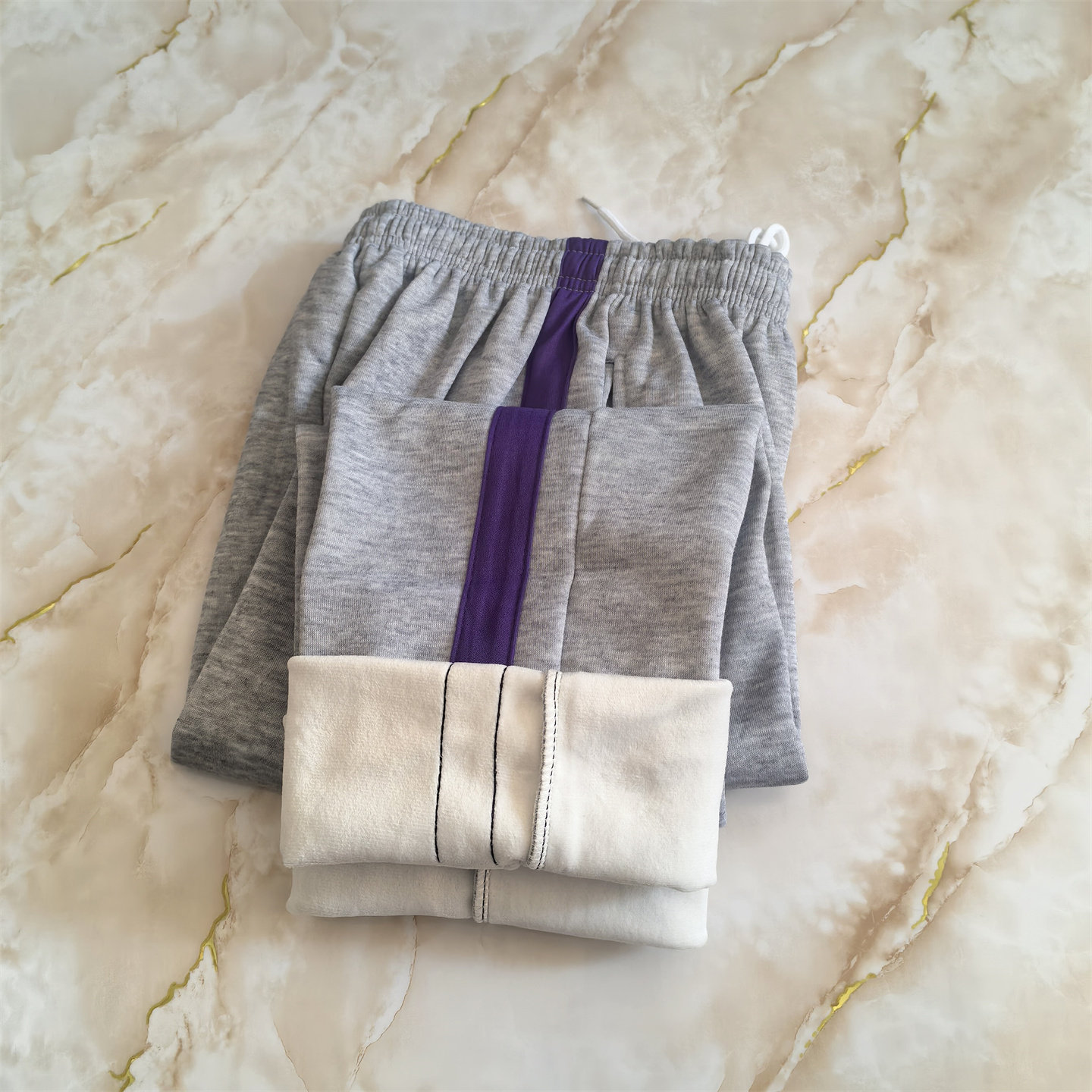 紫色条宽一道杠灰色校服裤子冬季