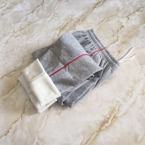 红色细条一杠灰色校服裤冬季保暖